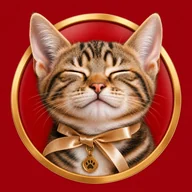 Catewalk logo: Ninette's face, eyes closed, on cherry red